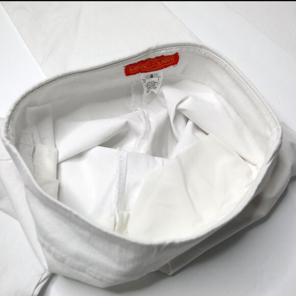 Krazy Larry Pull On Ankle Pants White Stretch Resortwear Slacks Summer Vacation - Picture 4 of 6